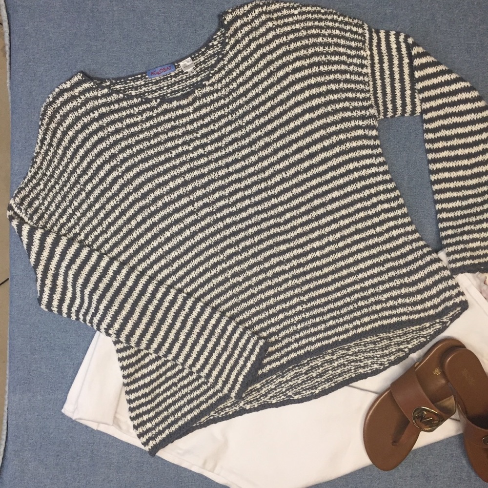 Acrobat Blue & White Striped Cotton Sweater, L